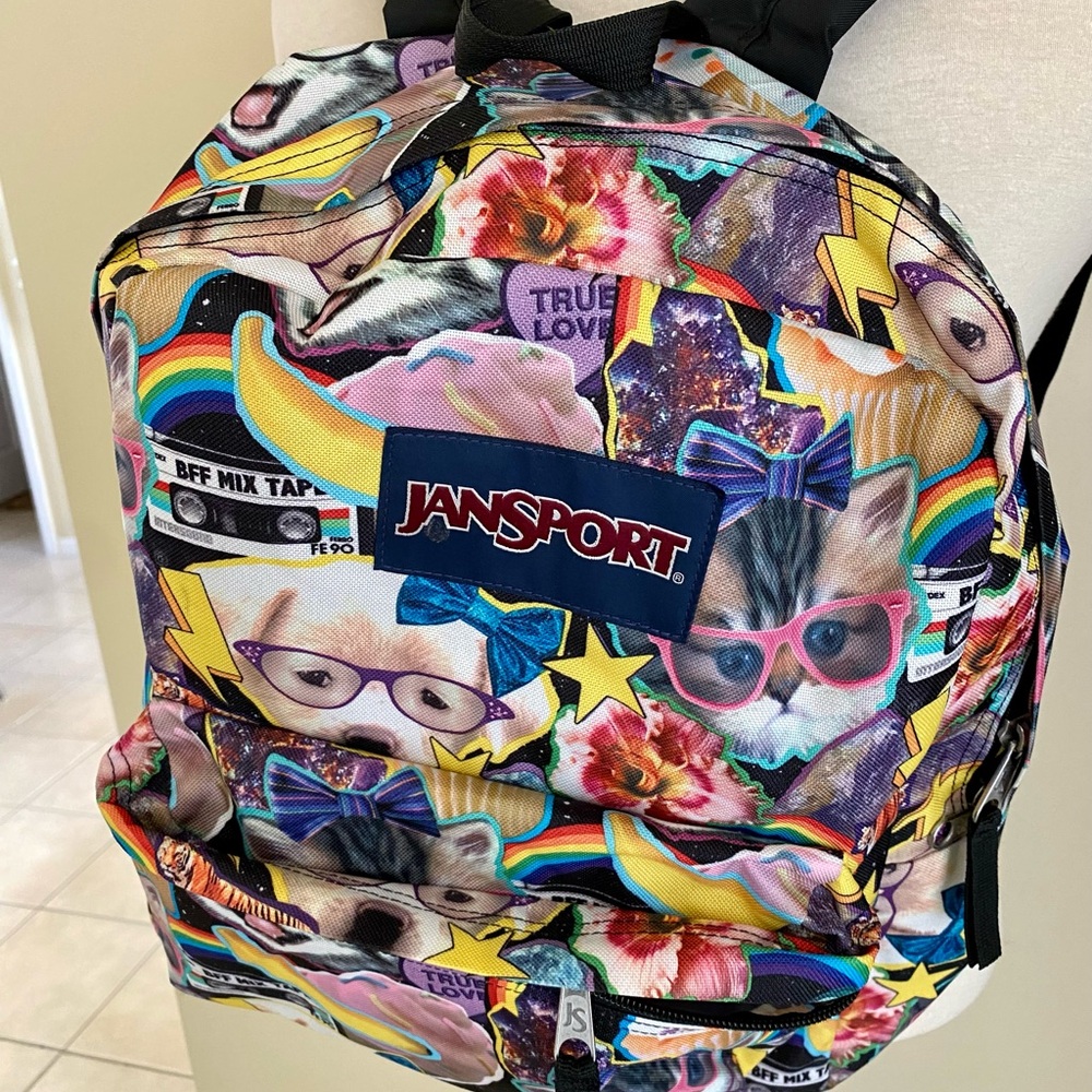 Jansport Multicolor Kitty Collage Backpack - Picture 2 of 5